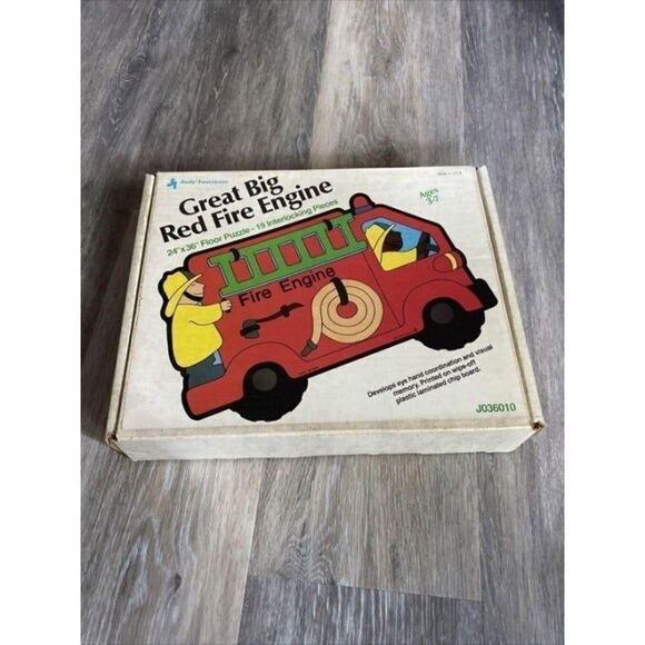 Vintage Judy J036010 Red Fire Engine Jumbo Floor Puzzle Vintage 1985 ages 3-7 - Picture 2 of 5